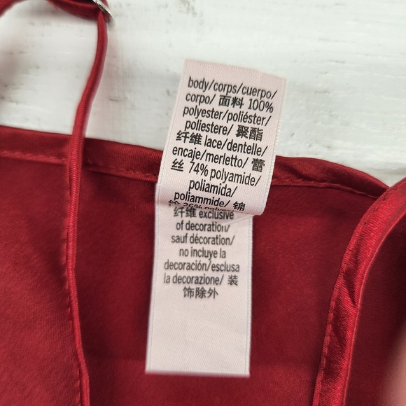 Victoria's Secret Size L | Red Satin Lace Trim Chemise Nightgown Lingerie - Picture 6 of 6